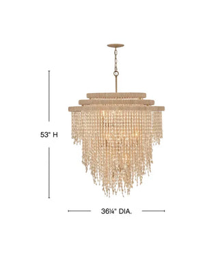 Freya 36" Seventeen Light Chandelier, Burnished Gold