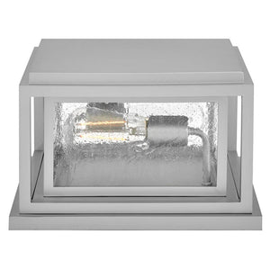 Tropic 12" Two Lights Small Pier Mount Lantern, Satin Nickel