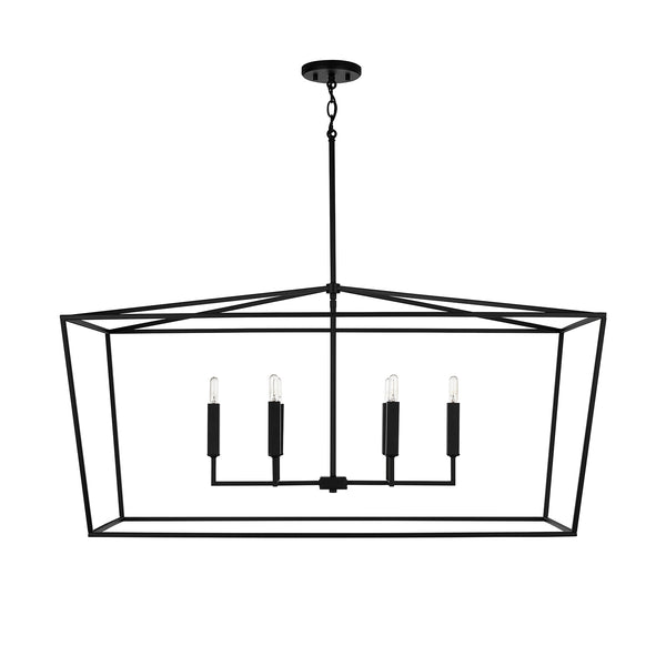 Morgan 42" Six Light Island Pendant, Matte Black