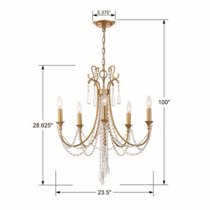 Arcina 23.5'' Five Light Chandelier, Antique Gold Alt 4.jpg