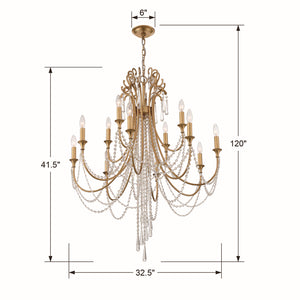 Arcina 32.5'' 12 Light Chandelier, Antique Gold Alt 4.jpg
