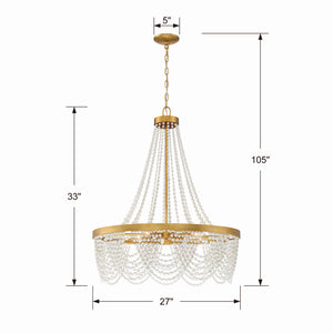 Fioluxe 27'' Four Light Chandelier, Antique Gold White Alt 5.jpg