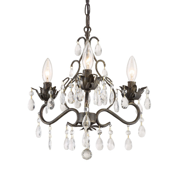 Maison Parisienne 13'' Three Light Hand Cut Crystal Mini Chandelier, Bronze - Main Product Image.jpg