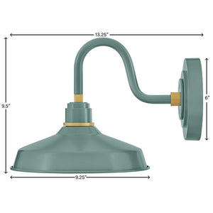 Vortex 9" One Light Small Gooseneck Barn Light, Sage Green