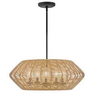 Luca 28" Five Lights Medium Single Tier Chandelier, Black / Camel Shade