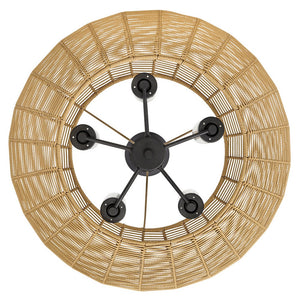 Luca 28" Five Lights Medium Single Tier Chandelier, Black / Camel Shade