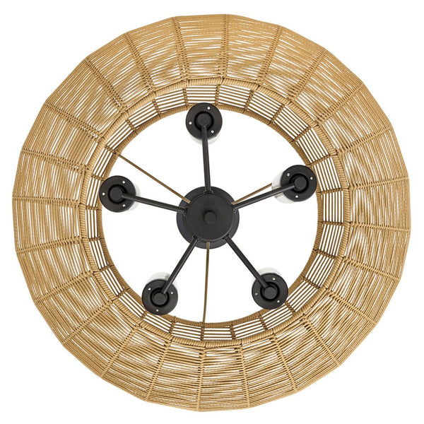 Luca 28" Five Lights Medium Single Tier Chandelier, Black / Camel Shade