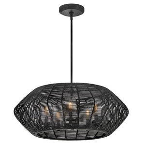 Luca 28" Five Lights Medium Single Tier Chandelier, Black / Black Shade