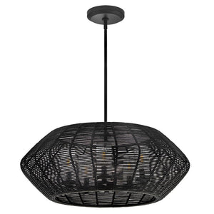 Luca 28" Five Lights Medium Single Tier Chandelier, Black / Black Shade