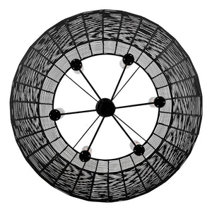 Luca 42" Six Lights Large Single Tier Chandelier, Black / Black Shade