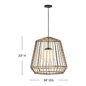 Quasar 24" One Light Large Hanging Pendant, Black