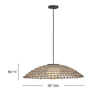Quasar 30" One Light Large Hanging Pendant, Black