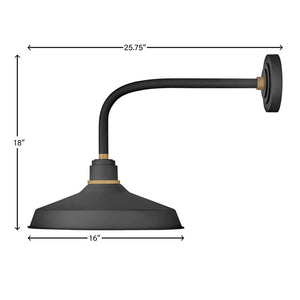 Vortex 16" One Light Medium Straight Arm Barn Light, Textured Black