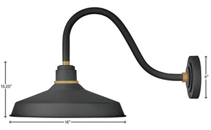 Vortex 16" One Light Medium Gooseneck Barn Light, Textured Black