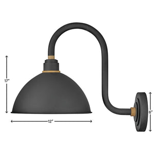 Wrought 12" One Light Medium Tall Gooseneck Barn Light, Textured Black