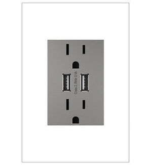 adorne® ARTRUSB153M4 Dual-USB Outlet , Magnesium