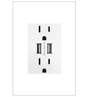 adorne® ARTRUSB153W4 Dual-USB Outlet , White