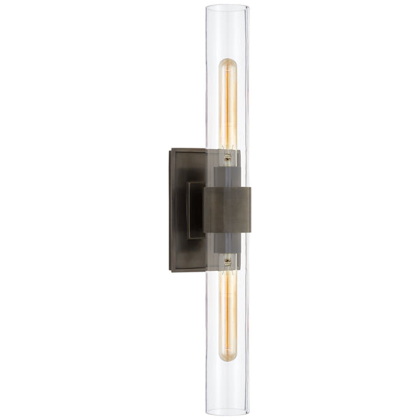 Presidio 4.75" Two Light Wall Sconce, Bronze and Clear Glass