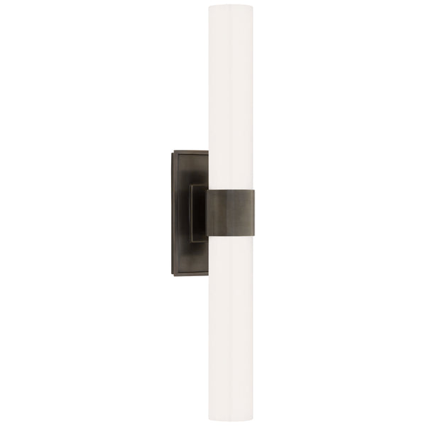 Presidio 4.75" Two Light Wall Sconce, Bronze and White Glass