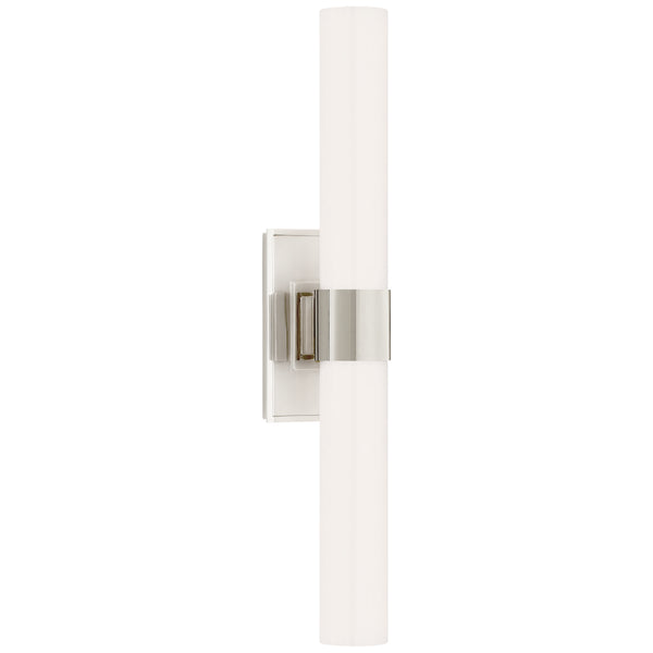 Presidio 4.75" Two Light Wall Sconce, Polished Nickel and White Glass
