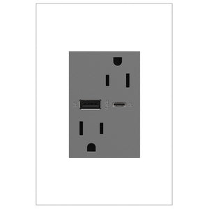 adorne® ARTRUSB156ACM4 15A Tamper-Resistant Ultra-Fast USB Type-A/C Outlet, Magnesium