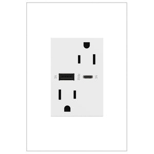 adorne® ARTRUSB156ACW4 15A Tamper-Resistant Ultra-Fast USB Type-A/C Outlet, White