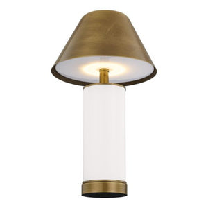 Molly 7" One Light Portable Rechargeable LED Table Lamp, Blanc De Blanc