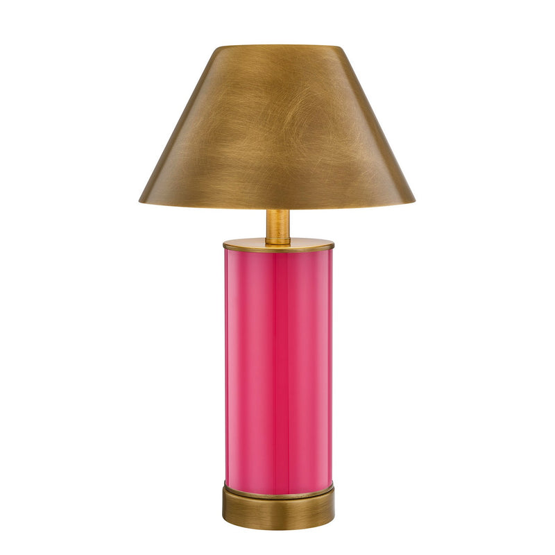 Molly 7" One Light Portable Rechargeable LED Table Lamp, Fuschia Rose