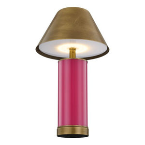 Molly 7" One Light Portable Rechargeable LED Table Lamp, Fuschia Rose