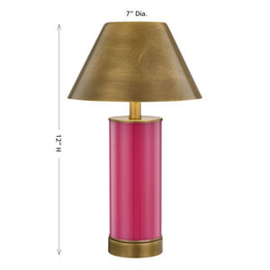 Molly 7" One Light Portable Rechargeable LED Table Lamp, Fuschia Rose
