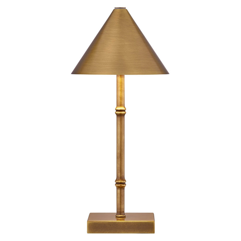 Mae 6" One Light Portable Rechargeable LED Table Lamp, Brass Bamboo