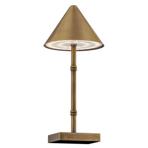 Mae 6" One Light Portable Rechargeable LED Table Lamp, Brass Bamboo