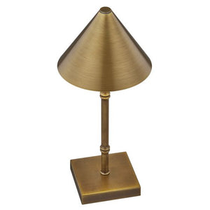 Mae 6" One Light Portable Rechargeable LED Table Lamp, Brass Bamboo