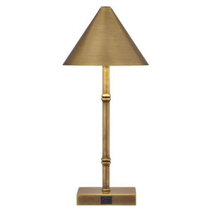 Mae 6" One Light Portable Rechargeable LED Table Lamp, Brass Bamboo
