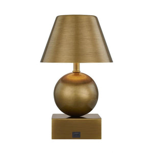 Silas 5" One Light Portable Rechargeable LED Table Lamp, Brass