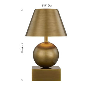 Silas 5" One Light Portable Rechargeable LED Table Lamp, Brass