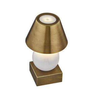 Silas 5" One Light Portable Rechargeable LED Table Lamp, Ceramic and Brass