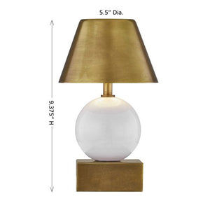 Silas 5" One Light Portable Rechargeable LED Table Lamp, Ceramic and Brass