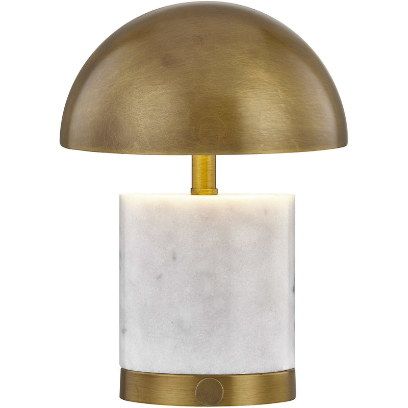 Cora 7" One Light Portable Rechargeable LED Table Lamp, Brass