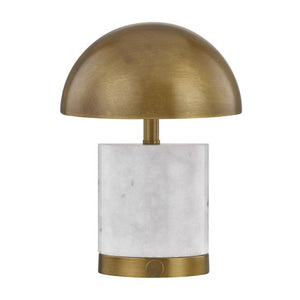 Cora 7" One Light Portable Rechargeable LED Table Lamp, Brass