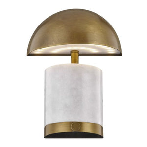 Cora 7" One Light Portable Rechargeable LED Table Lamp, Brass