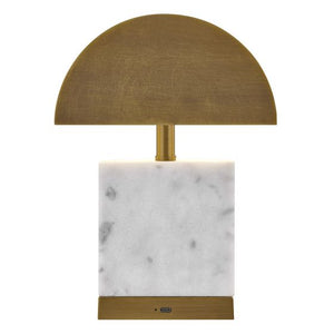 Cora 7" One Light Portable Rechargeable LED Table Lamp, Brass