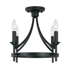 Emery 16" Four Light Semi Flush Mount, Matte Black