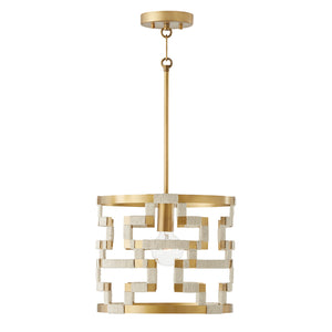 Mira 13.5'' One Light Pendant, Bleached Natural Jute and Brass - Main Product Image.jpg
