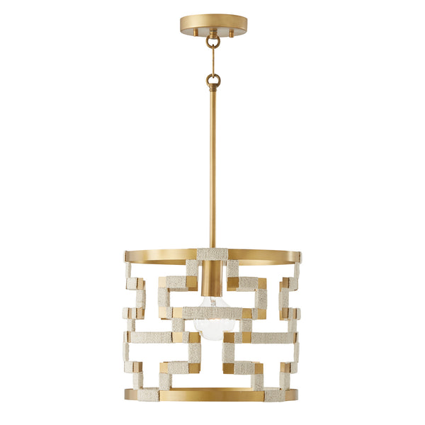 Mira 13.5'' One Light Pendant, Bleached Natural Jute and Brass - Main Product Image.jpg