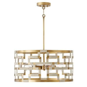 Mira 21.5'' Four Light Pendant, Bleached Natural Jute and Brass - Main Product Image.jpg