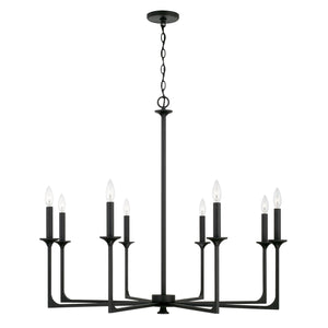 Odell 37.75" Eight Light Chandelier, Black Iron