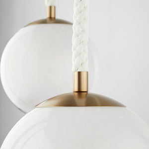 Verdant 12" Three Light Pendant, Aged Brass
