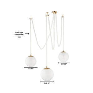 Verdant 12" Three Light Pendant, Aged Brass