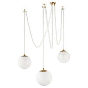 Verdant 12" Three Light Pendant, Aged Brass